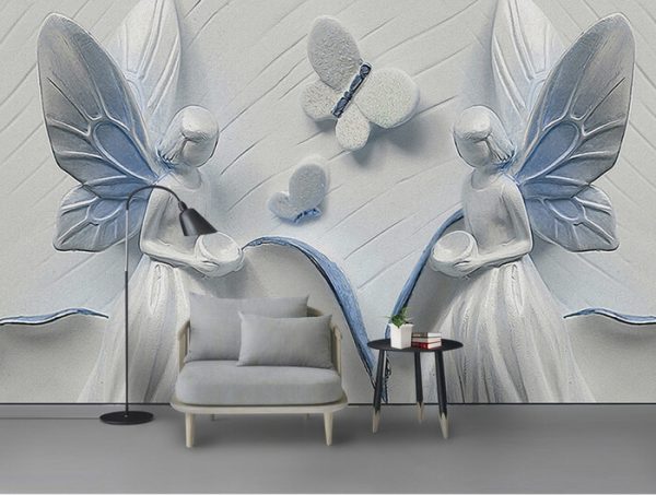 Beautiful 3d Butterfly Angel Stone Carving Beauty