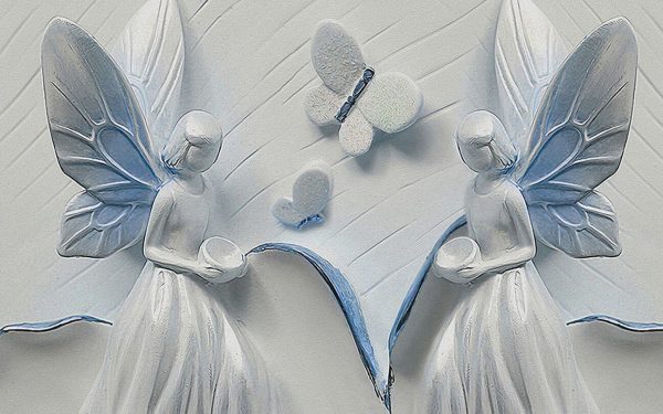 Beautiful 3d Butterfly Angel Stone Carving Beauty - Image 2