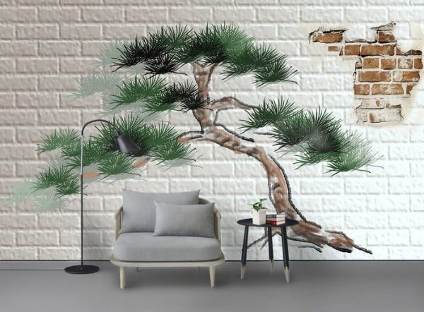 New 3d Stereo A Flowering Tree Modern Background Wall