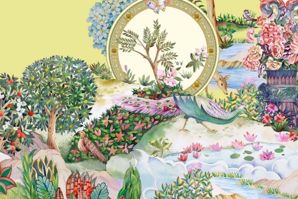 Watercolor flower Paisley butterfly animal rose peony flower bird