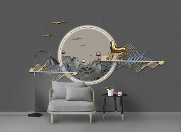 Pendant Golden Horse Artistic Conception Background Wallpaper