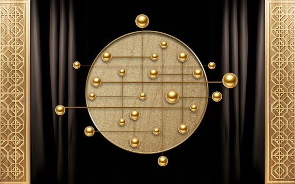 Golden 3d Three-dimensional Screen Line Sphere Background Wallpaper - Image 2