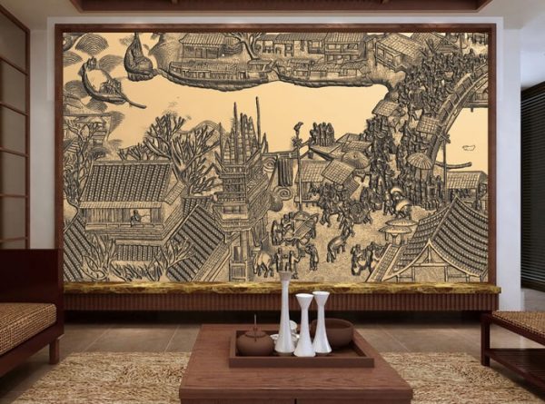 Japnese Style City Sculpture Qingming Shanghetu