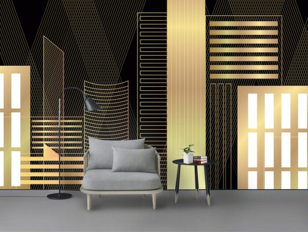 Golden Abstract Texture City Construction Wallpaper