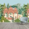 Traditional Indian temple garden, forest, peacock, monkey vector pattern - Image 2