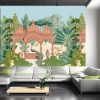 Traditional Indian temple garden, forest, peacock, monkey vector pattern - Image 3