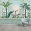 Traditional Moroccan decorative wall with plants and peacock - Image 2