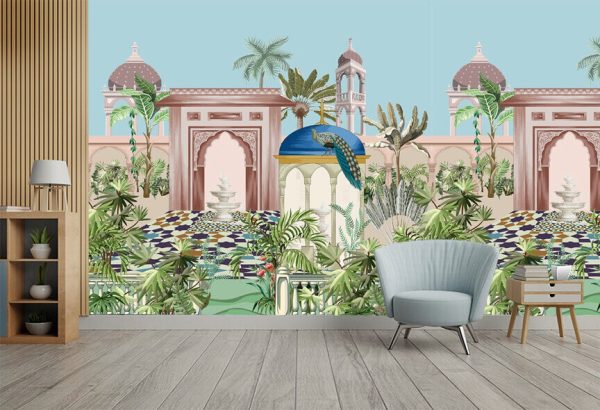 Traditional Moroccan, Islamic Mughal, Persian palace, garden, arch pattern - Image 2