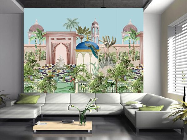 Traditional Moroccan, Islamic Mughal, Persian palace, garden, arch pattern - Image 3