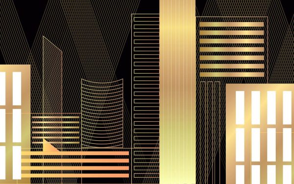 Golden Abstract Texture City Construction Wallpaper - Image 2