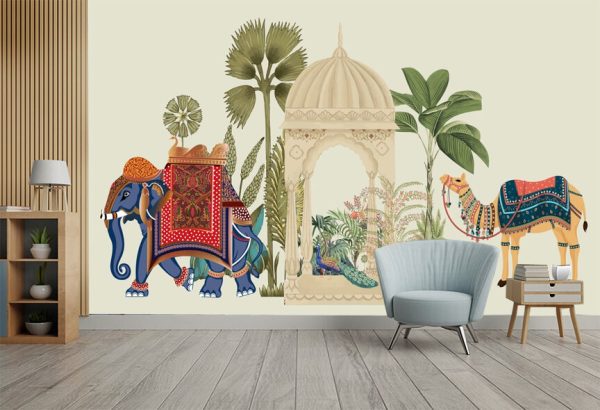 Traditional Mughal Elephant, camel caravan vector illustration - Image 2