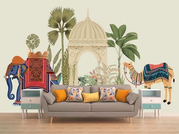 Traditional Mughal Elephant, camel caravan vector illustration - Image 3