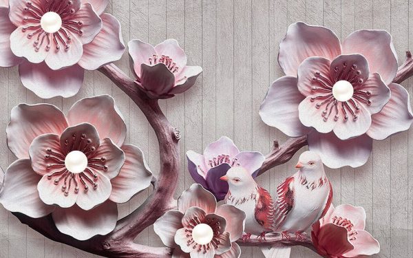 Modern 3D Embossed Plum Blossom Bird Retro Elegant Wallpaper - Image 2