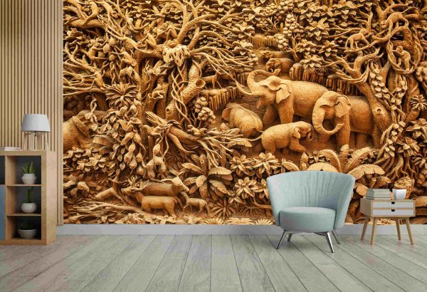 Carved Thai elephant on the wood frame - Image 2