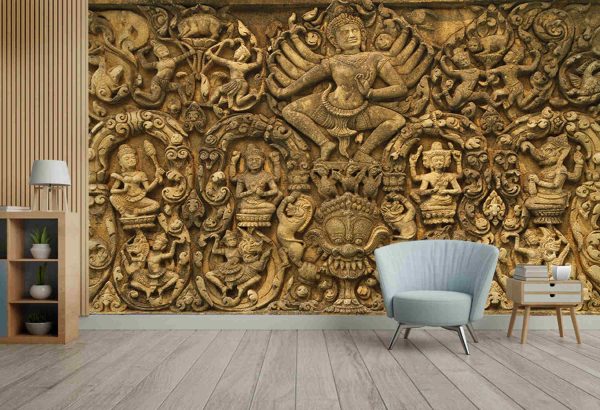 Angkor Wat stylized art of ancient Hindu god stone background wonder of the world - Image 2