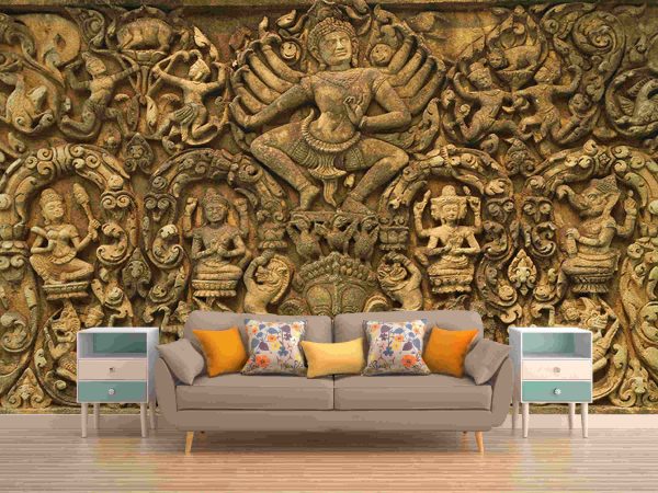 Angkor Wat stylized art of ancient Hindu god stone background wonder of the world - Image 3