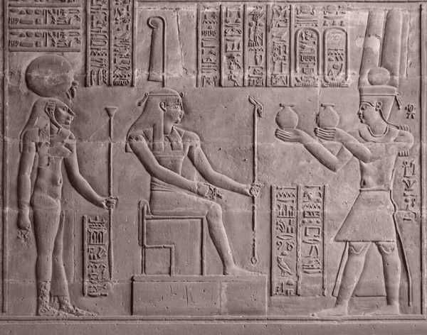 ancient stone relief at Chnum temple in Egypt - Image 3