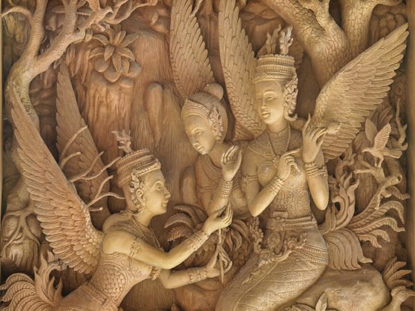 Angel, Wood carving in a thai - Image 3