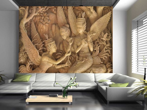 Angel, Wood carving in a thai