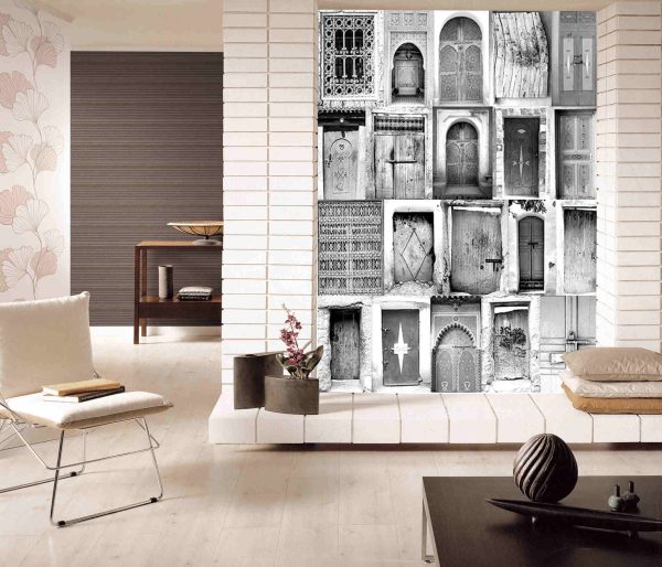 black and white poster from old moroccan doorways
