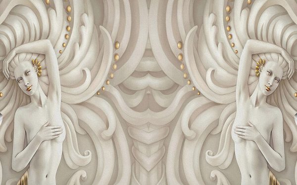 Modern 3d Sculpture Golden Angel Background Wallpaper - Image 3