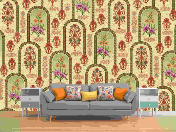 abstract mughal motif seamless pattern background design - Image 2