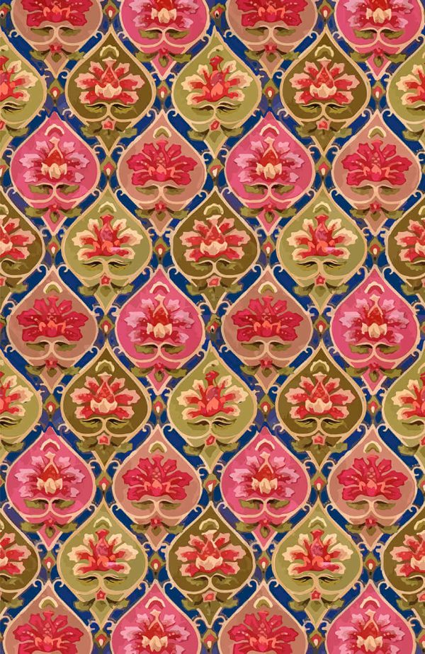 Traditional mughal motif hand drawn decorative design pattern