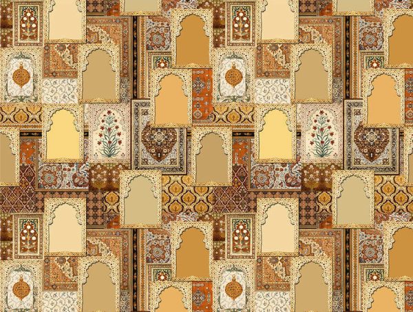 Seamless ethnic mughal floral motif on digital background pattern - Image 3