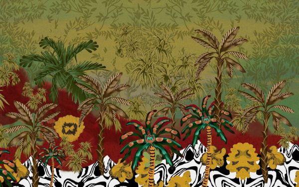 Ethnic border mughal art flower banch botanical flowers