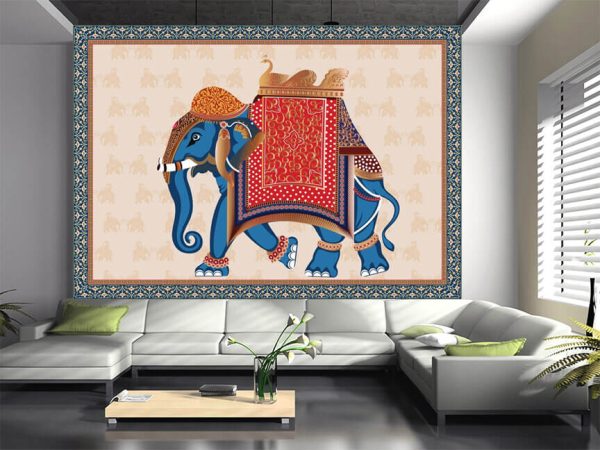Mughal Traditional decorative Elephant caravan vector illustration frame pattern - Image 3
