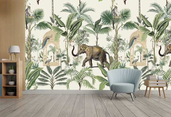 Mughal traditional garden, elephant ride, caravan. Traditional tropical seamless pattern - Image 2