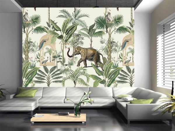 Mughal traditional garden, elephant ride, caravan. Traditional tropical seamless pattern - Image 3