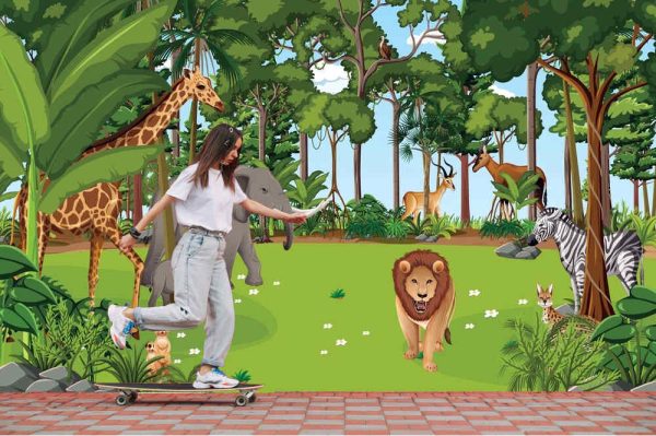 Forest animals kids wallpaper pattern