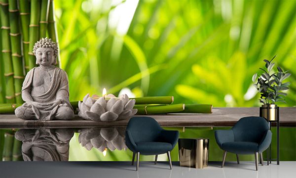 Buddha in meditation with burning candle - Image 2