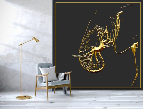 Luxurious 3D background with embossed gold pattern for use on Interior walls. - Image 2