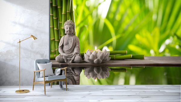 Buddha in meditation with burning candle - Image 3