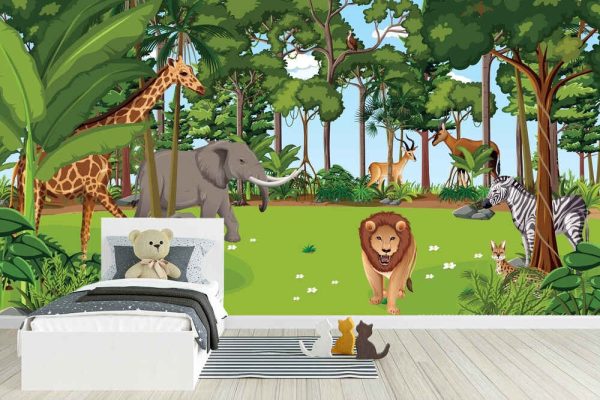 Forest animals kids wallpaper pattern - Image 3