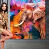 Modern oil painting of elephant, artist collection of animal painting for decoration and interior, canvas art, abstract. - Image 2