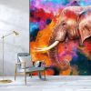 Modern oil painting of elephant, artist collection of animal painting for decoration and interior, canvas art, abstract. - Image 3