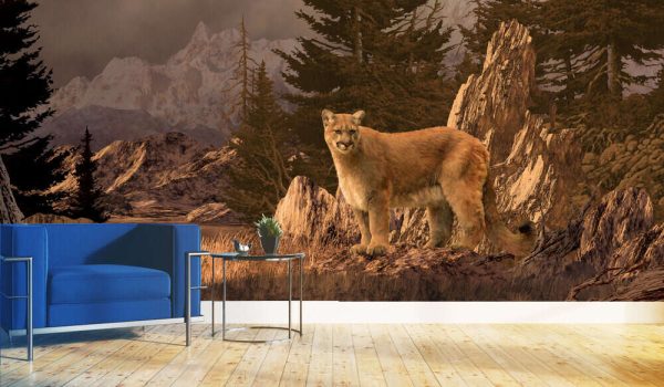 Mountain Lion An original 10x22 painting by Larry Jacobsen of a cougar in the Colorado Rockies. - Image 2