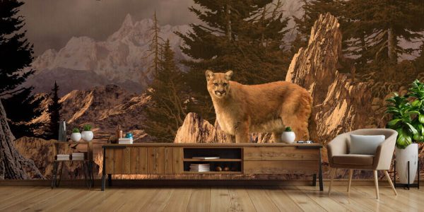 Mountain Lion An original 10x22 painting by Larry Jacobsen of a cougar in the Colorado Rockies. - Image 3