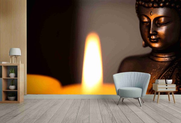 Buddha statue and candle light