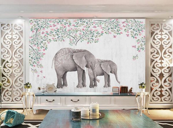 Simple And Fresh Elephant European Background Wall