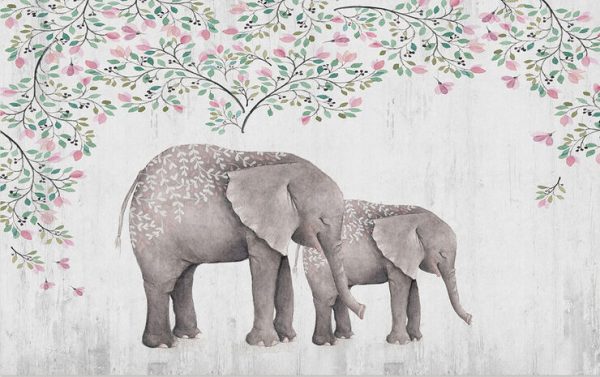 Simple And Fresh Elephant European Background Wall - Image 2