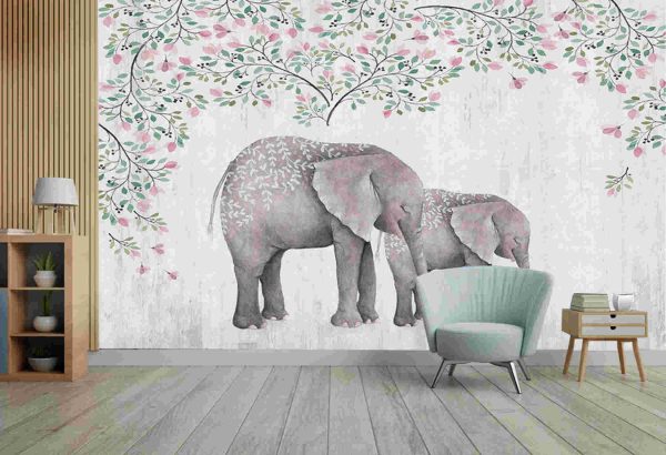 Simple And Fresh Elephant European Background Wall - Image 3