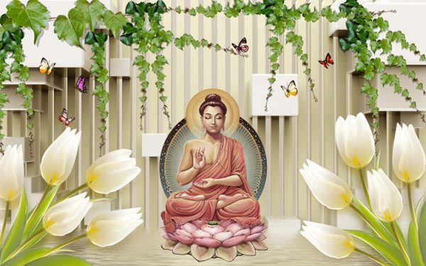 Buddha with 3d background wallpaper - Image 2