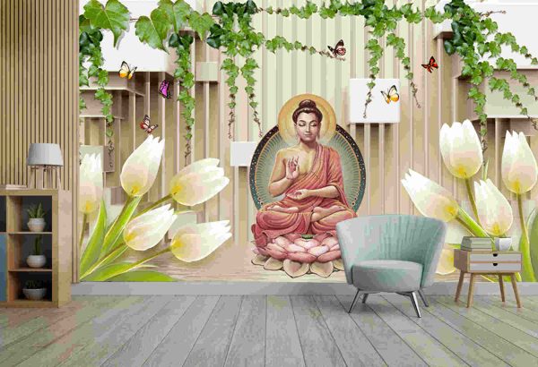 Buddha with 3d background wallpaper