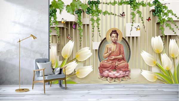 Buddha with 3d background wallpaper - Image 3