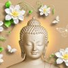 Buddha with white flowers and butterfly wallpaper - Image 2