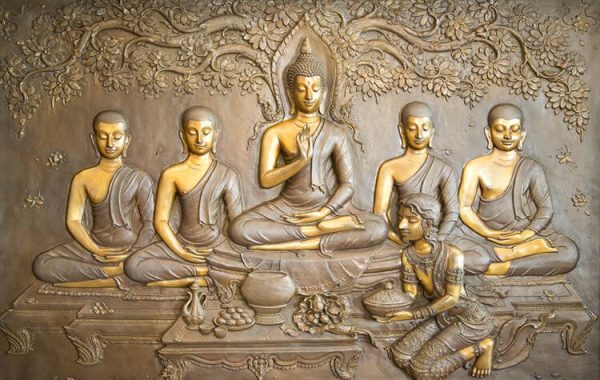 Buddha wooden carving.Mural paintings tell the story about the Buddha's history - Image 2